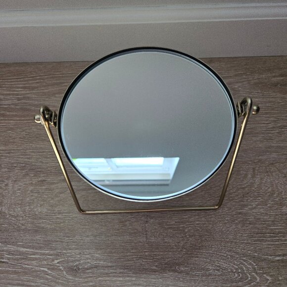 Metal Table Mirror – Gold-colored Metal Frame - Adjustable and Stylish - - Picture 5 of 7